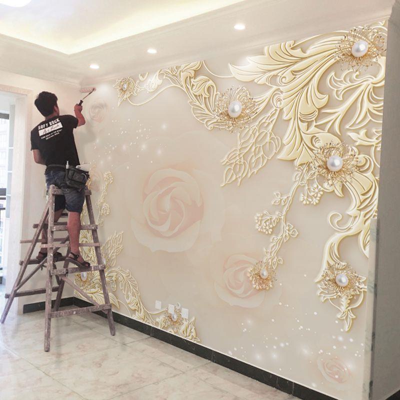 8D浮雕欧式电视背景墙纸3d立体大气奢华壁画客厅家和墙布暖色壁纸