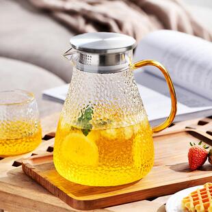 冷水壶玻璃耐高温家用凉白开水杯大容量泡茶壶套装扎壶夏季果汁壶
