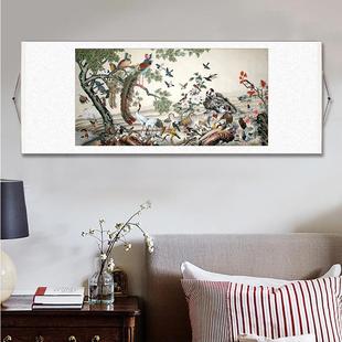 百鸟朝凤图 国画 画唐伯虎壁画 画客厅装饰画 画中式覆古竖版卷轴