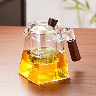 四方花茶过滤茶具天圆地方 高硼硅玻璃泡茶壶家用耐高温煮茶器套装