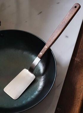 触造 胡桃木柄不锈钢锅铲手工耐高温煎炸炒菜铲子