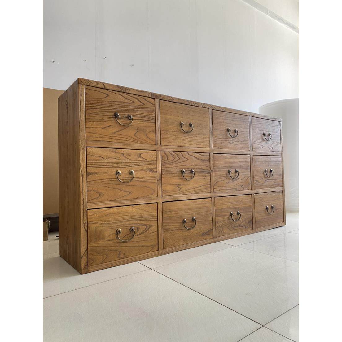 老榆木斗柜实木八斗柜新中式收纳储藏柜收纳抽屉柜复古餐边柜客厅