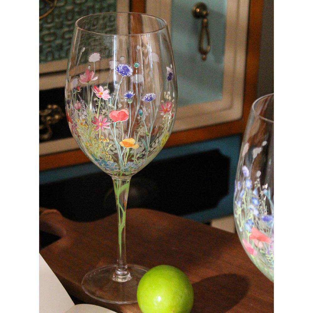 【韩】2祇彩绘春天高脚红酒杯创意in酒杯女神185