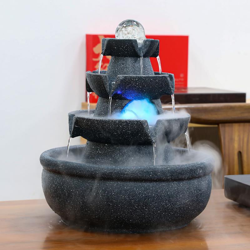 时来运转高端流水摆件循环水桌面招财风水轮流转客厅生财乔迁喷泉