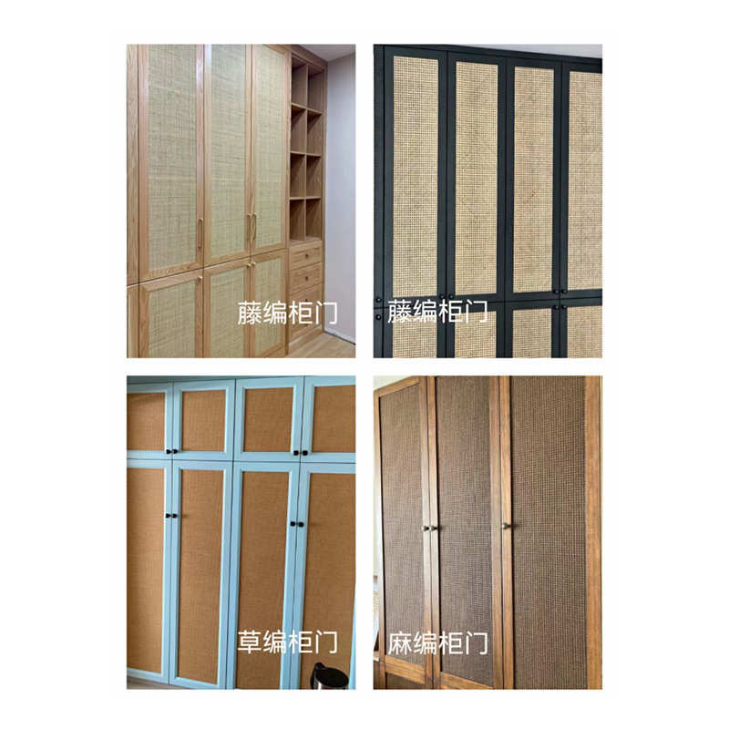 藤编推拉门屏风竹编吊顶装饰实木隔断酒店民宿折叠门藤席背景