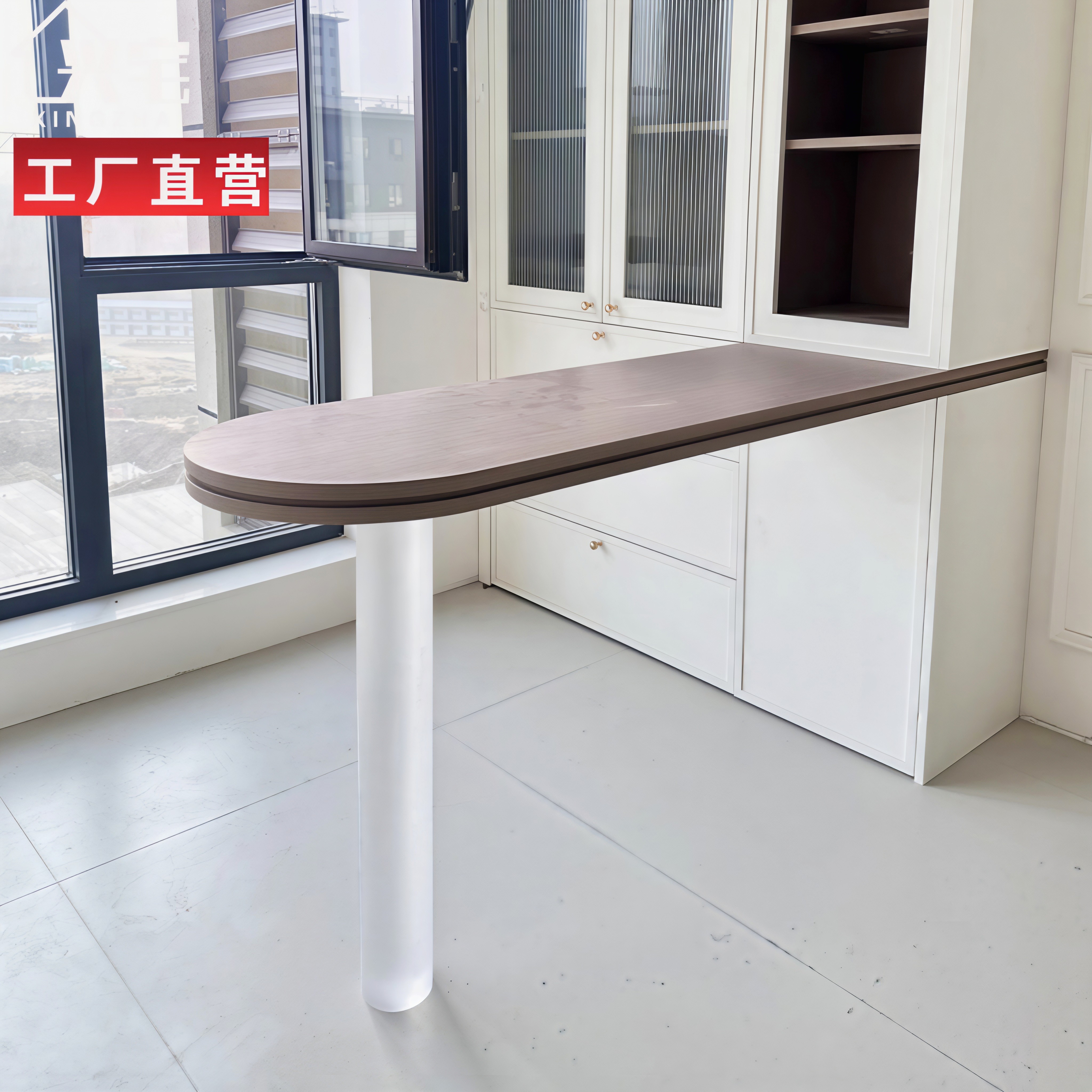 磨砂圆柱型亚克力桌腿定制电视柜支架化妆桌书桌悬浮渐变色支撑腿