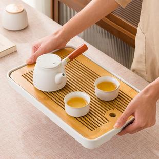 沥水盘小型茶海 茶盘家用功夫茶具干泡台竹茶台茶托盘现代简约套装