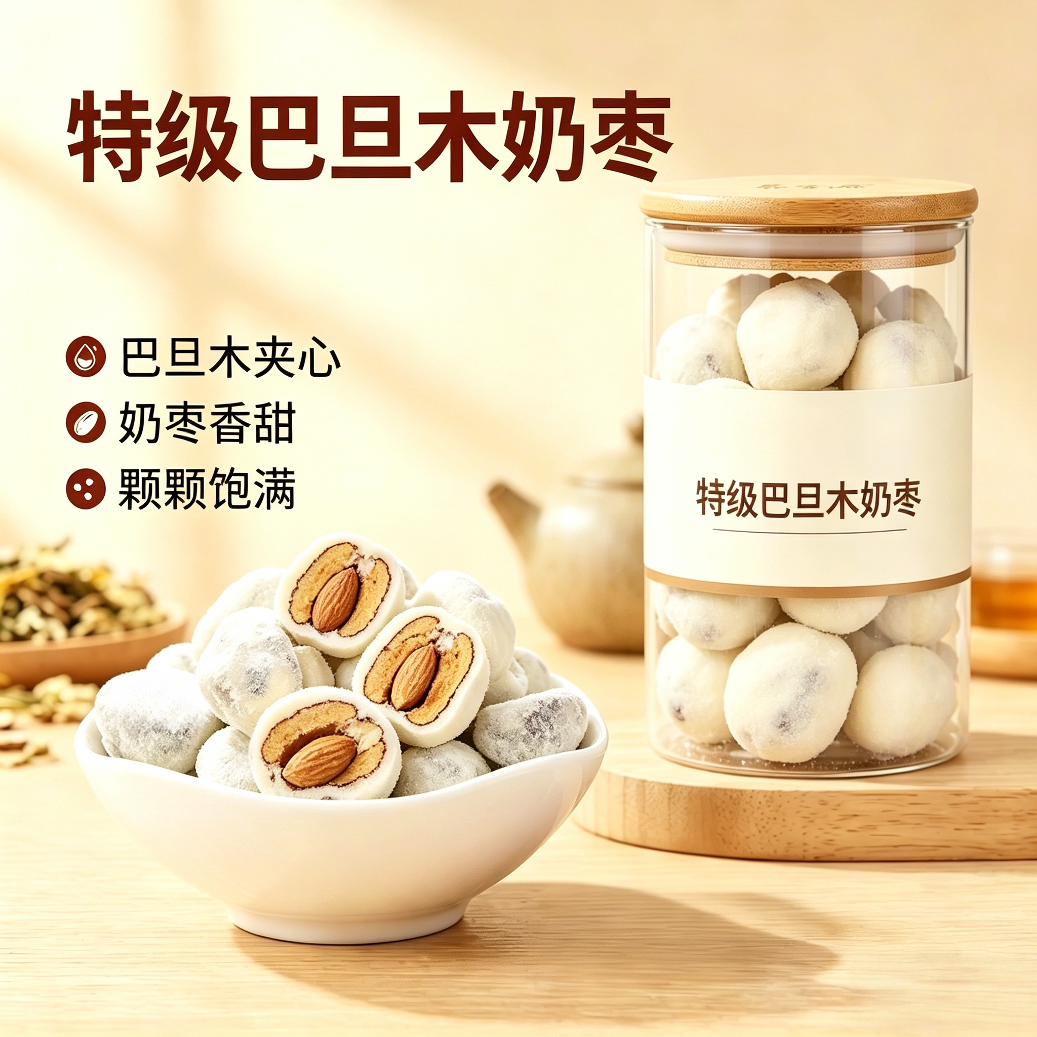 农科院奶枣巴旦木夹心仁网红奶酪红枣仁去核零食小吃休闲食品坚果