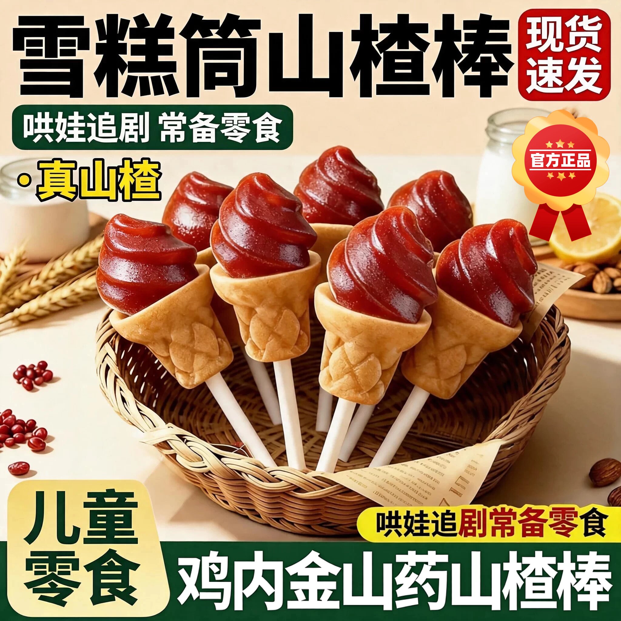 无蔗糖雪糕筒山楂棒婴儿山药鸡内金休闲零食小吃宝宝辅食健消食胃