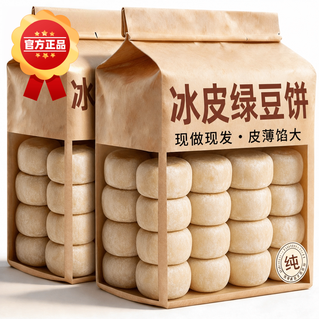冰皮绿豆饼老式正宗无蔗糖早餐休闲小吃福建特产糕点茶点心零食品
