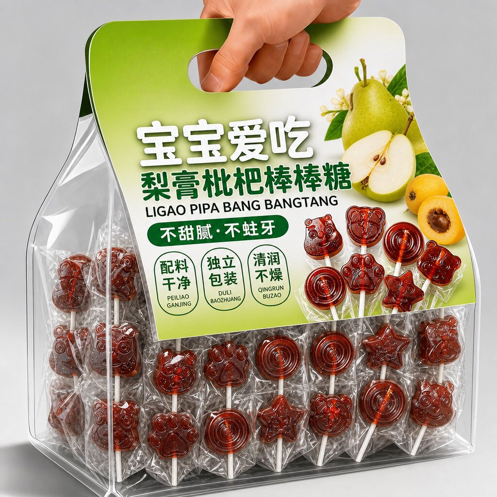 央妈推荐!秋梨膏棒棒糖梨膏枇杷棒棒糖软糖果冻梨膏糖雪梨果汁