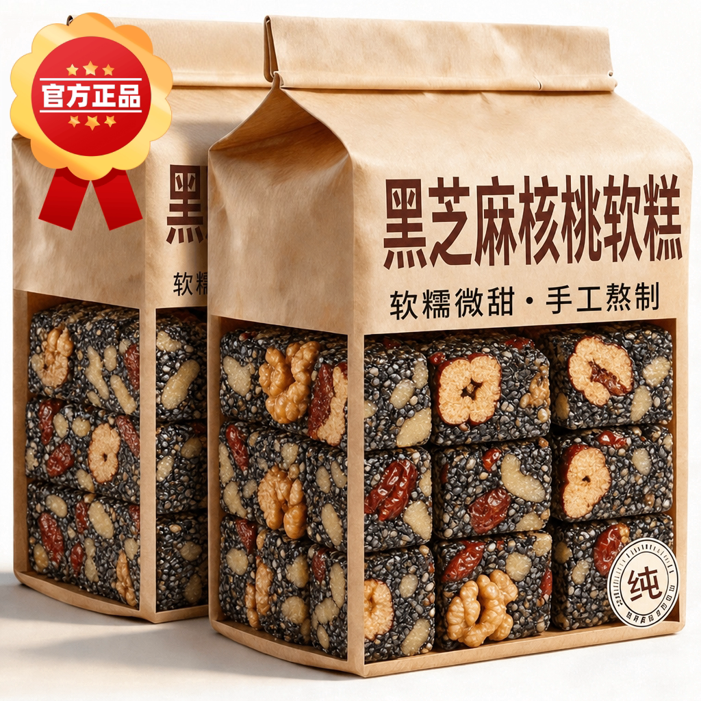 黑芝麻核桃软糕官方旗舰店枸杞丸正无品糖蔗孕妇零食休闲食品小吃