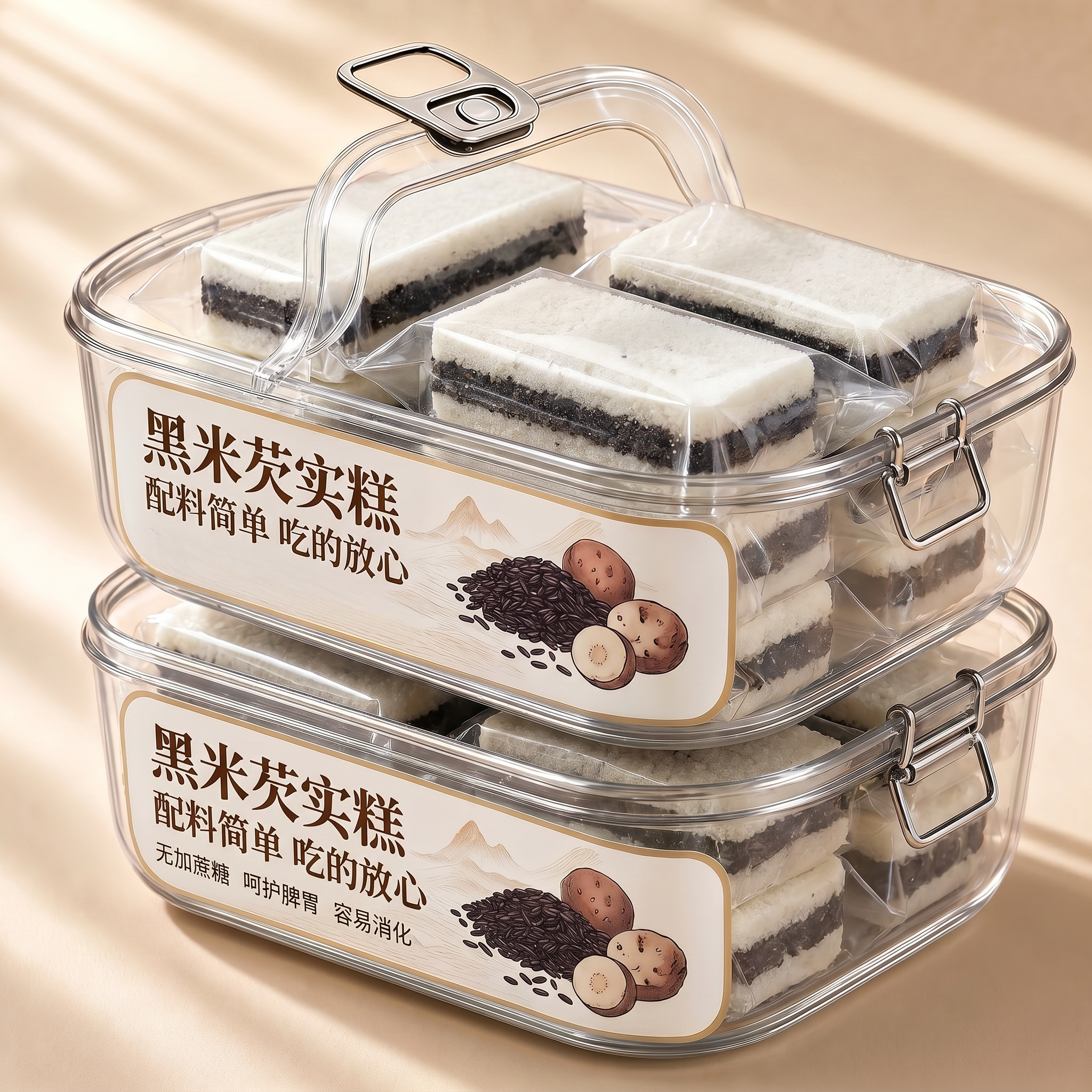 农科院海盐黑米芡实糕旗舰店正品独立小包装无糖低脂糖尿人专用