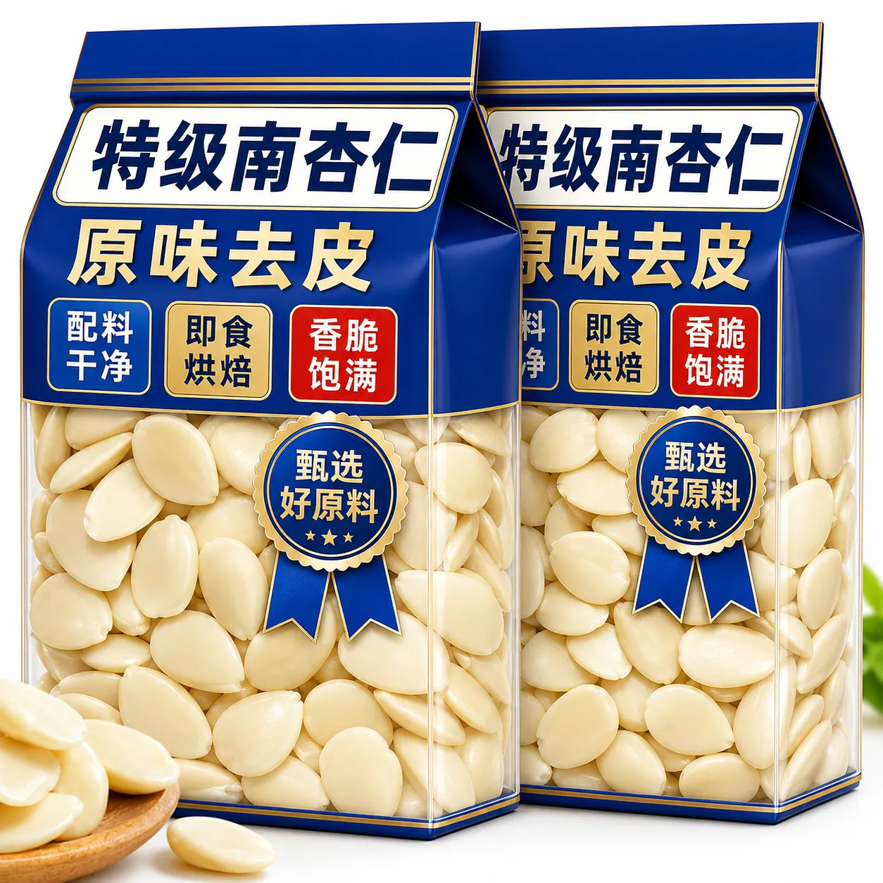新疆去皮原味南杏仁坚果生甜新货孕妇无添加打豆浆食用官方旗舰店