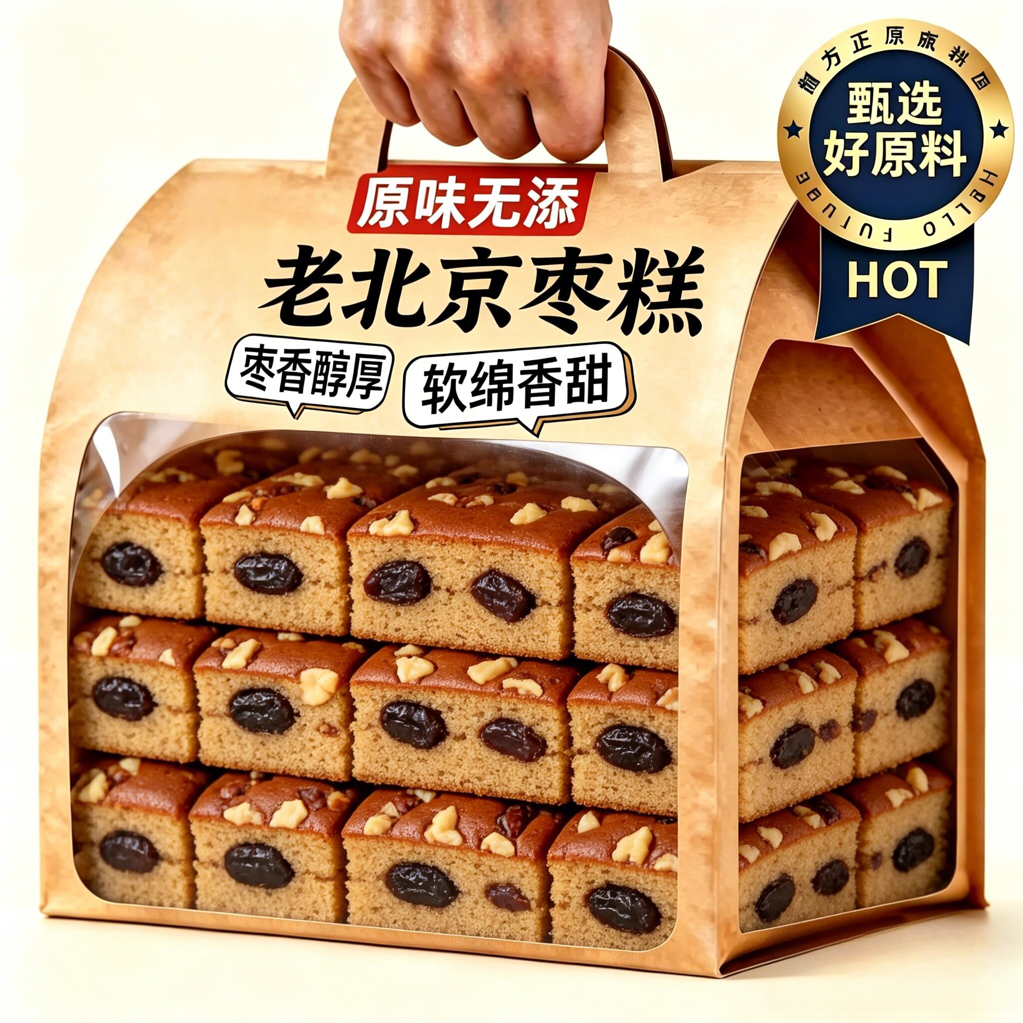 老北京枣糕整箱核桃早餐蛋糕红枣面包休闲零食红枣糕传统糕点营养