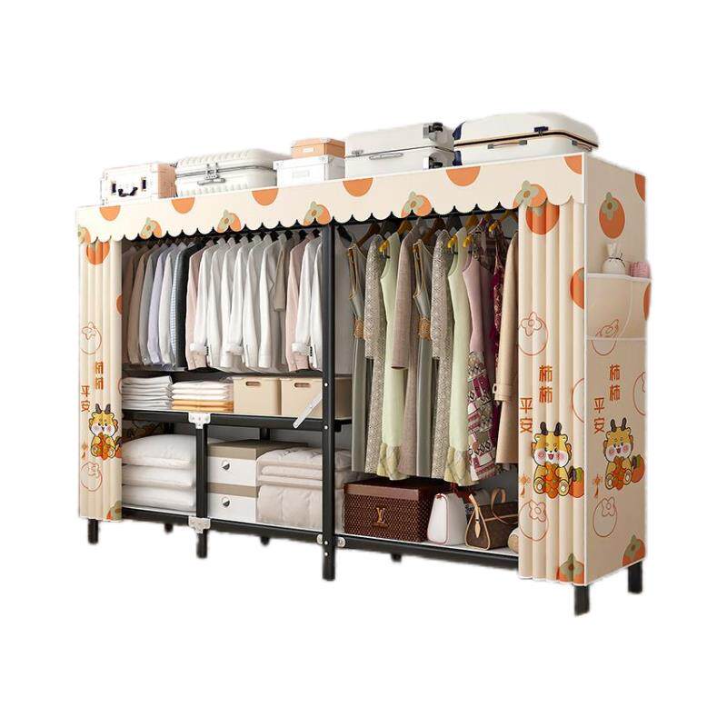 简易布衣柜卧室家用新款主框免安装出租房用加粗全钢架结实耐用
