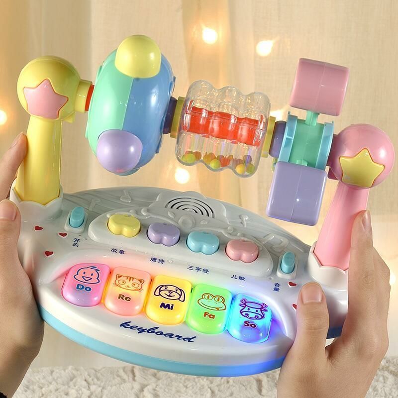 婴儿玩具多功能早教启蒙益智电子琴灯光音乐手摇铃宝宝餐椅玩具