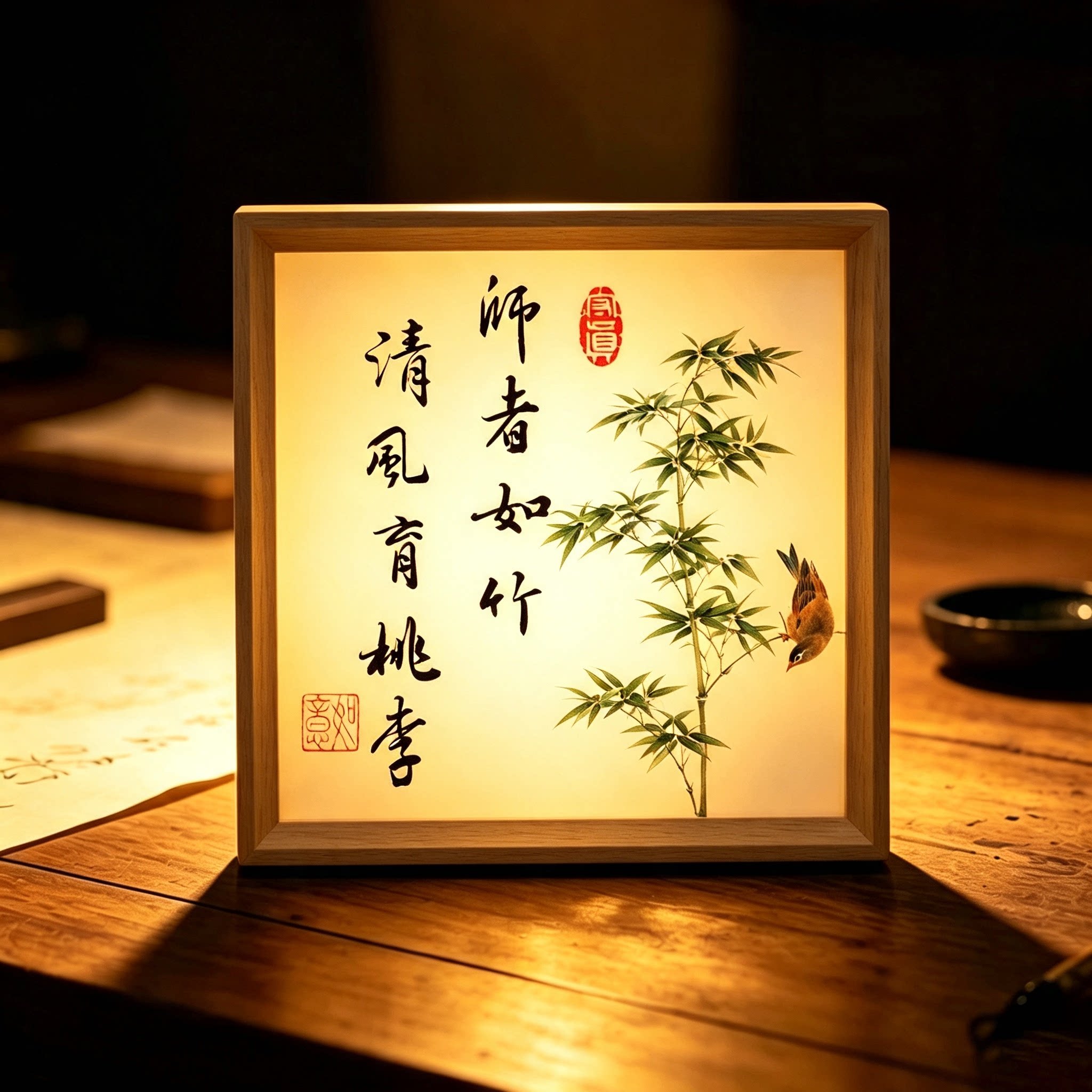 教师节送老师礼物中式复古木质相框书法字画摆台装饰画框桌面摆件