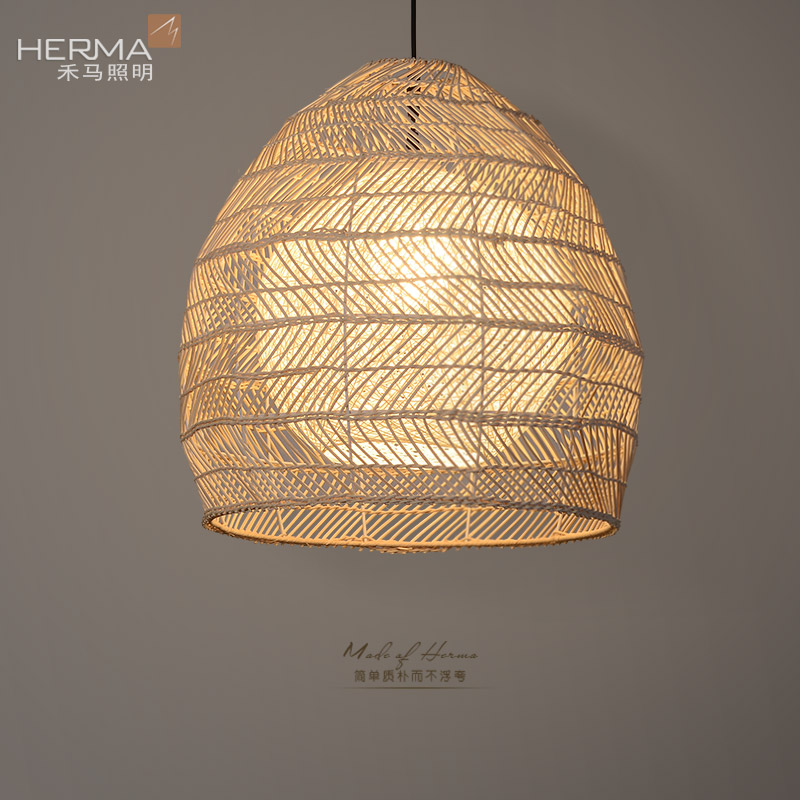 创意手工东南亚藤编吊p灯乡村田园民宿客房餐厅阳台工程样板房灯