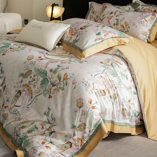 轻奢高级感140jS长绒棉四件套数码印花被套床单别墅样板间床上用