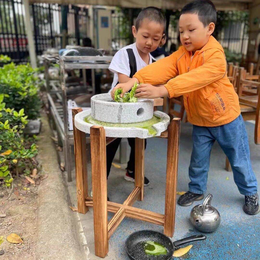家用手推石磨磨盘天然手工小型研磨传统老麻石青石老式手摇豆浆机