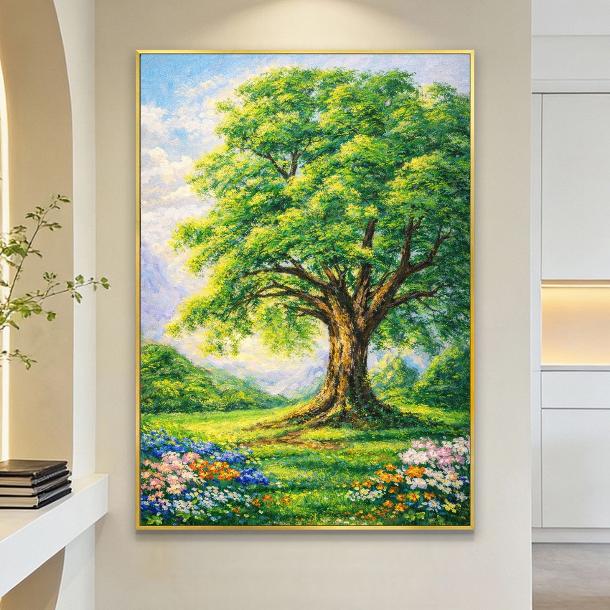 大树风景玄关挂画美式简约发财树