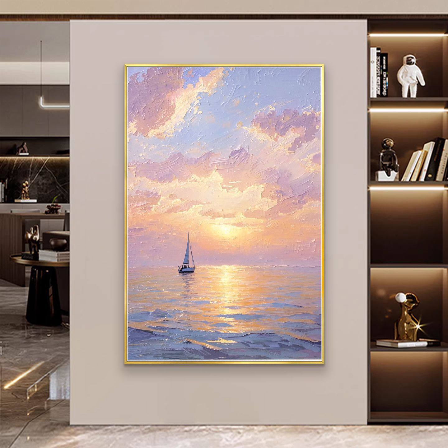 手绘油画高级感肌理客厅装饰画挂画粉色海岸艺术抽象玄关壁画成品,家居饰品,油画,淘宝优惠券,粉丝福利购,淘宝优惠卷