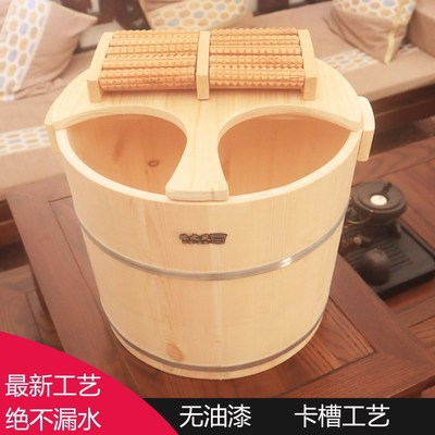 30CM高 进口松木 无油漆泡脚木桶 洗脚桶 木盆泡脚盆 家用足浴桶