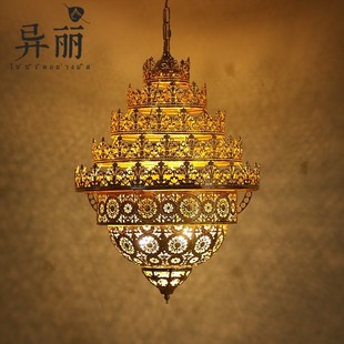 异丽东南亚风格 灯饰 楼梯铁艺吊灯泰国复古工业风餐厅客厅茶室泰式