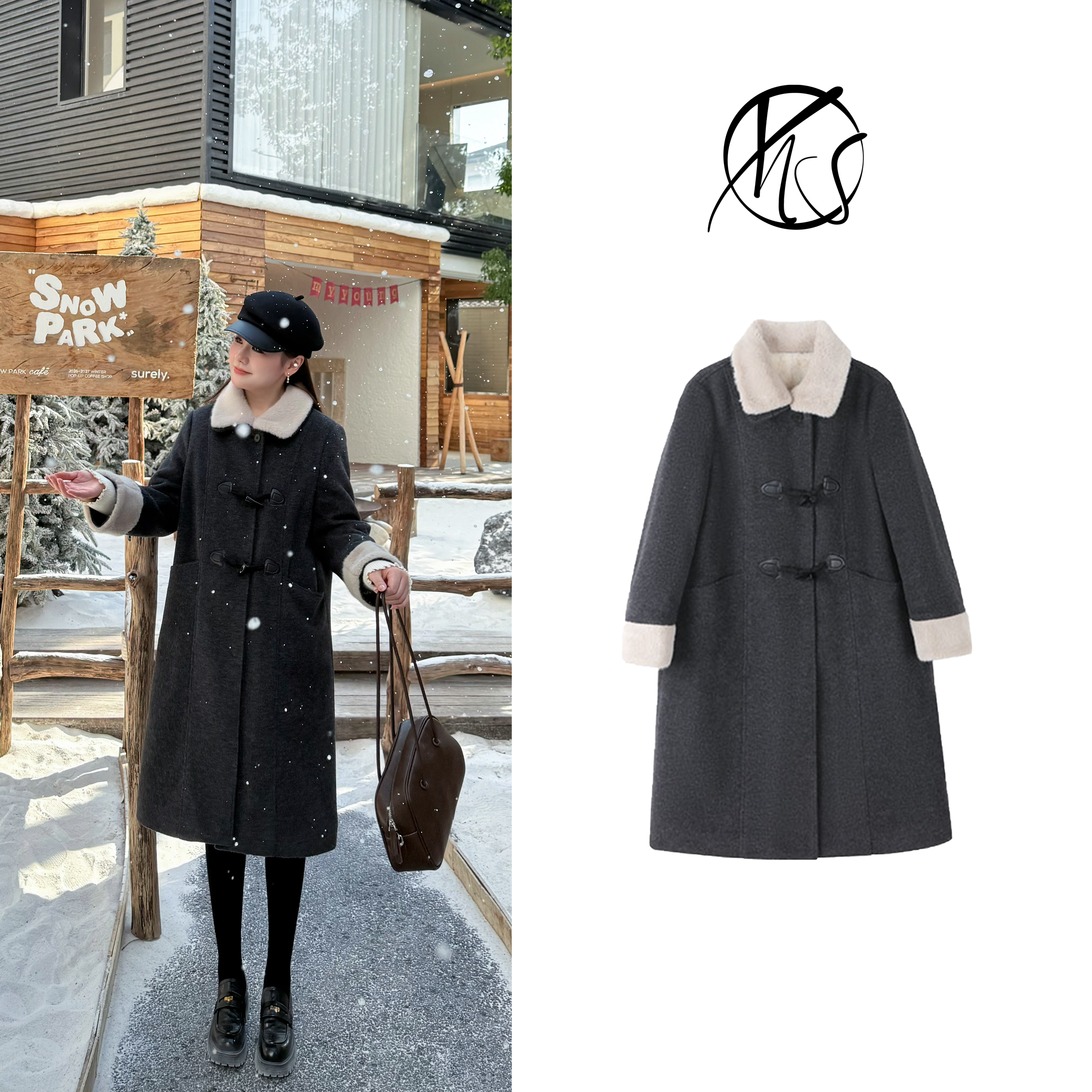 NANJIE/楠姐【摩尔庄园】冬季加绒加厚牛角扣长款羊毛大衣XNS6791,女装/女士精品,毛呢外套,淘宝优惠券,粉丝福利购,淘宝优惠卷
