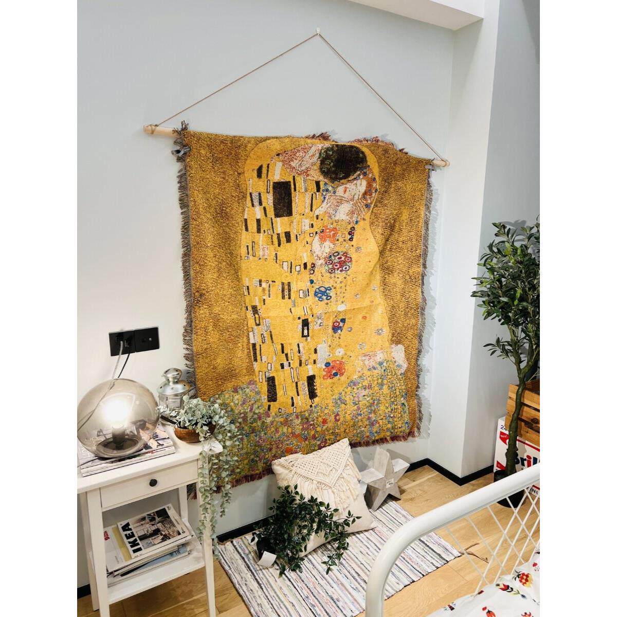 亲吻装饰挂毯Gustave Klimt符号沙发毯子帐篷野餐地毯