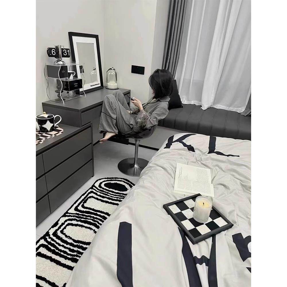 意式极简化妆台斗柜一体卧室电视柜化妆桌组合床尾收纳储物化妆台