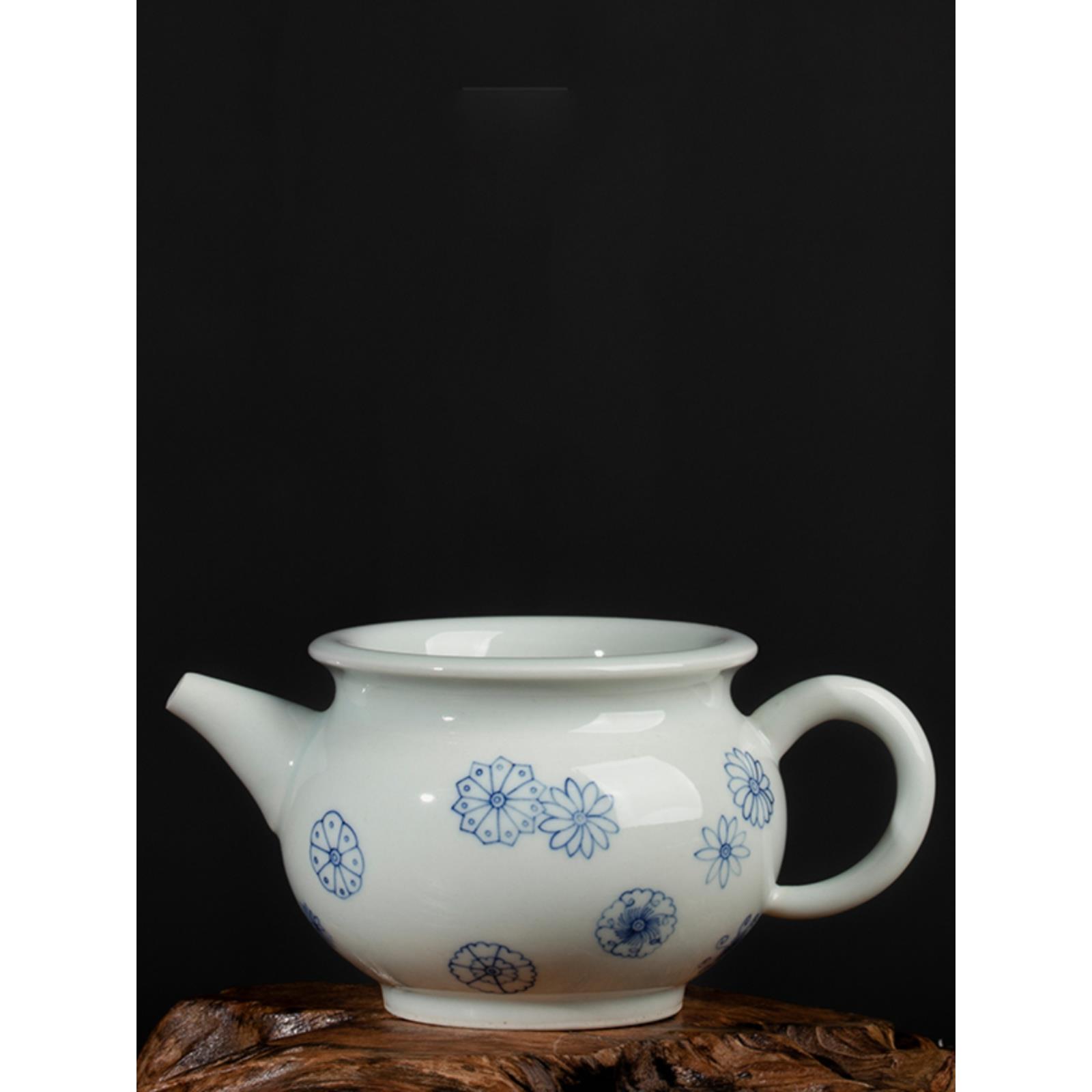闲云堂景德镇公道杯青花灰釉陶瓷茶道配件匀杯公杯茶分漏茶具套组