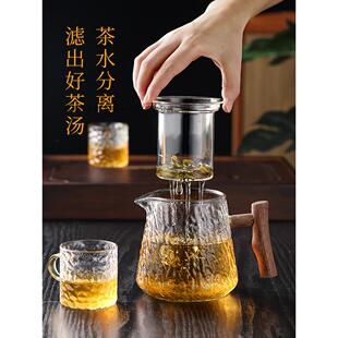 单壶茶杯套装 锤纹玻璃茶壶泡茶家用电陶炉煮茶器烧水壶耐高温日式