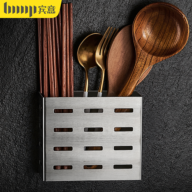 筷子笼家用304不锈钢筷子筒免打孔壁挂筷篓厨Q房收纳盒沥水置物架