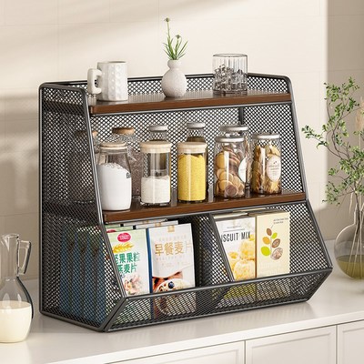 零食架子置物架客厅高颜值家用分层架餐桌台面收S纳盒桌面上水杯