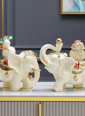招财大象一对摆件轻奢高档客厅y柜子电视柜酒柜家居现代创意装饰