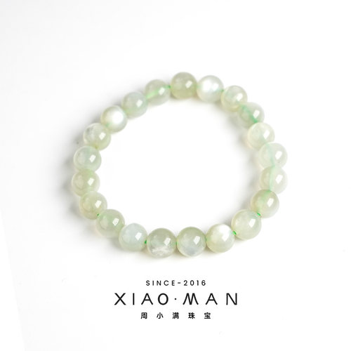 周小满【碧月】天然白月光拉长石（绿月光）素圈设计简约水晶手串