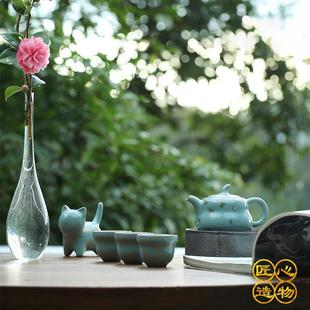 汝窑开片功夫茶具套装 中式 带茶盘托盘陶瓷茶壶茶杯礼盒家用送礼