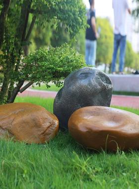 仿真空心石头造景庭院景观石户外庭院园林软装玻璃钢井盖假山摆件