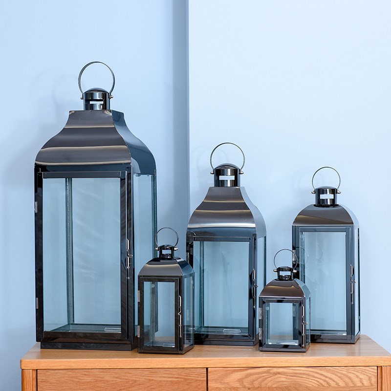 欧式不锈钢风灯蜡烛防风玻璃罩z烛台酥油灯户外露营氛围灯软装摆