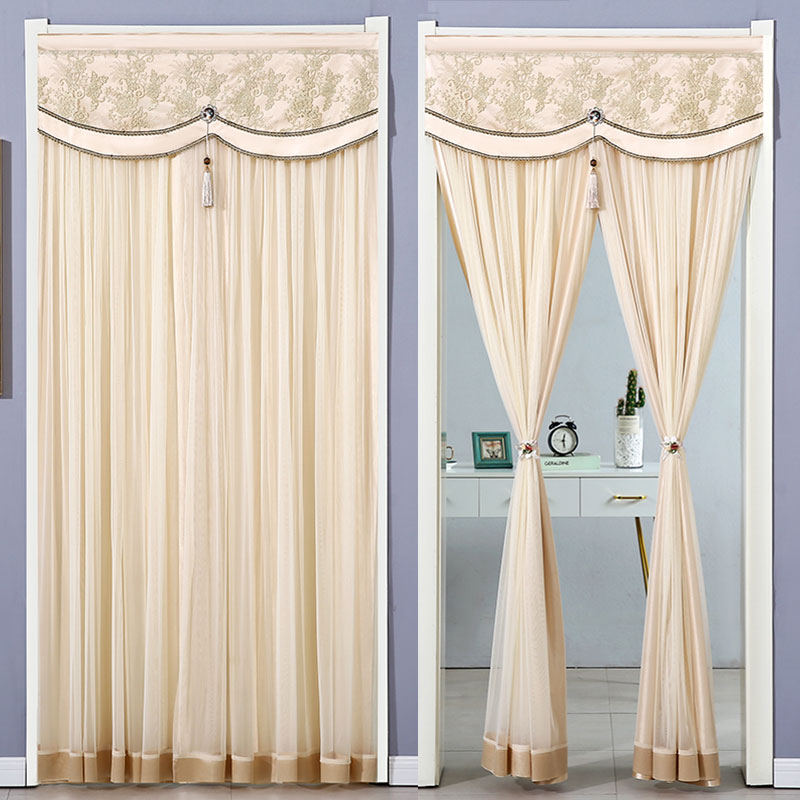 奢华欧式卧室g门帘家用房间防蚊防隐私免打孔纱帘子隔断帘四季新