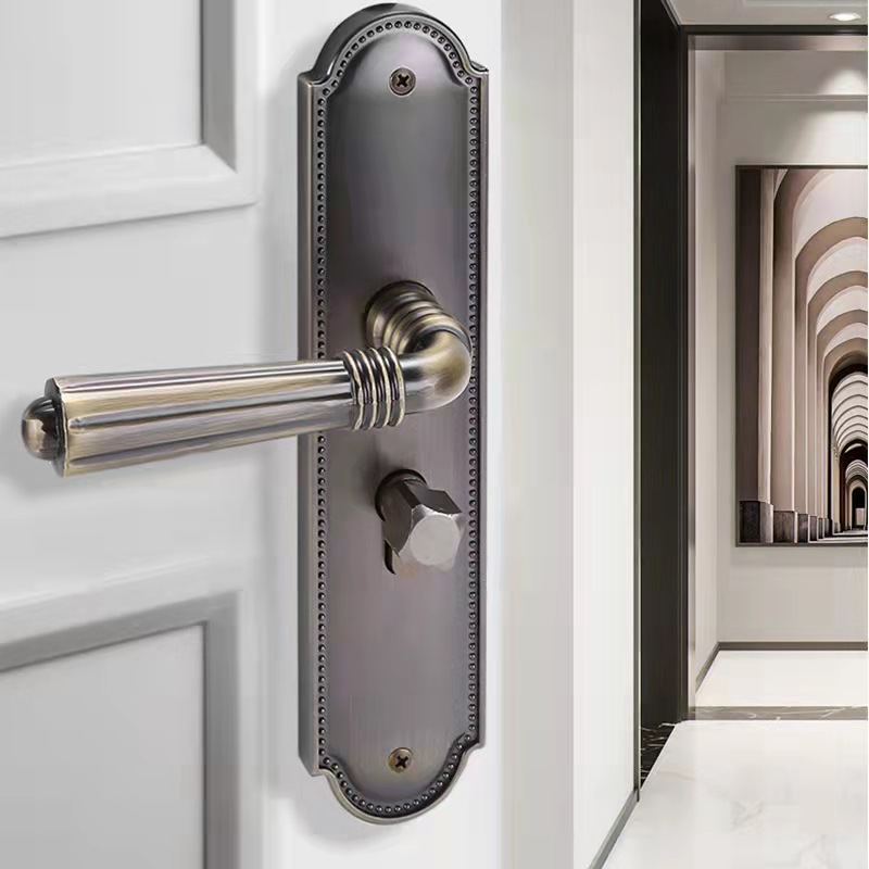 复古轻奢室内大50门锁青古铜实木美欧式卧室把手V门锁静音锁体