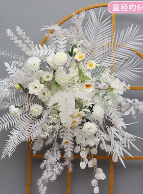 婚庆仿真花尤加利花点红色粉色蓝色系背景KT板挂花拱门迎宾装饰花