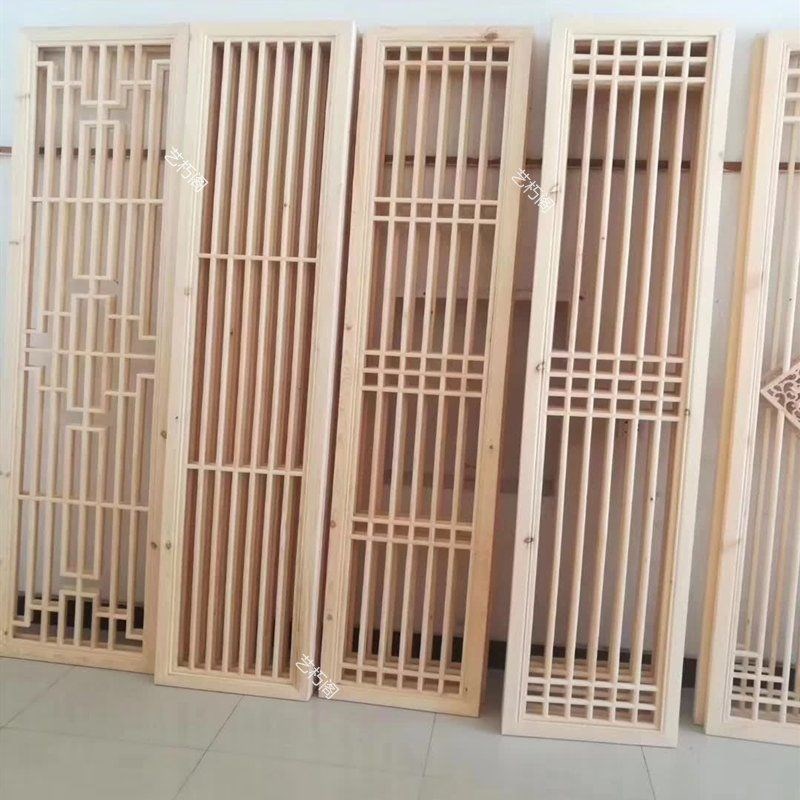 xn仿古木雕实木门窗中式花格镂空客厅玄关装饰屏风隔断花窗家装新
