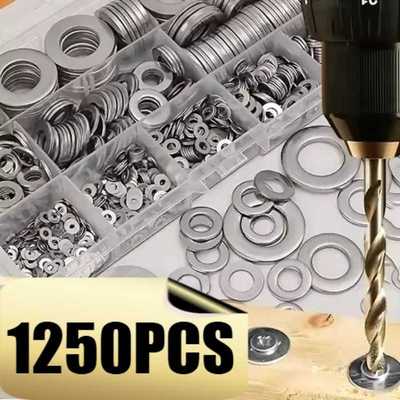 1250pcs平垫圈盒装 密封垫圈 多种尺寸 适用于家居装修/商店