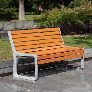 K8公园椅户外长椅子室外长凳庭院休闲座椅防腐实木塑木铁艺靠背排