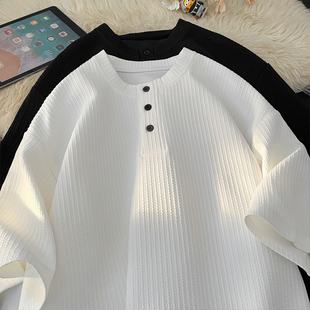 排扣短袖 港风摆拍大码 T恤M 特P20 2025 HT25325 HT25079改短