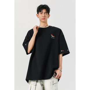 港风无影墙大码 小狗刺绣短袖 T恤M 2025 HT25363 新款 P35 夏季