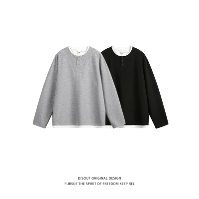 特P45  无差价新款时尚百搭春季假两件T恤卫衣-HX10201 日系白底